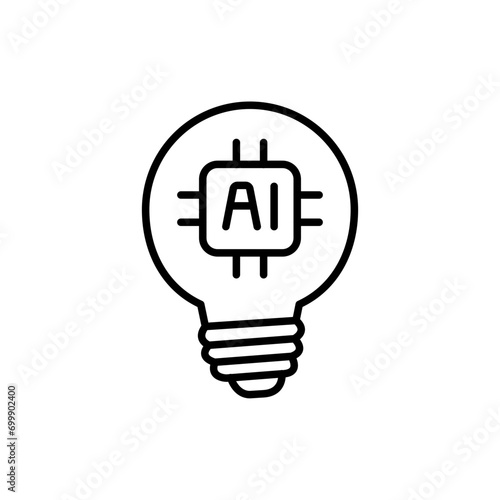 Ai bulb outline icons, minimalist vector illustration ,simple transparent graphic element .Isolated on white background