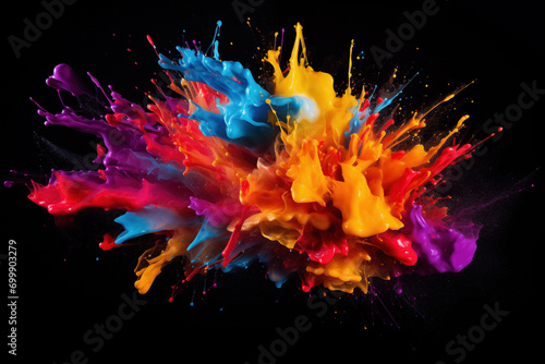Colorful Paint Splashes on Black Background © Dmitry Rukhlenko