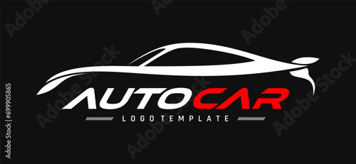 Abstract car silhouette logo design, modern minimalist flat simple premium concept. vector illustration photo