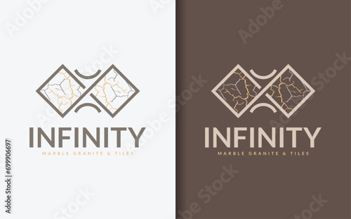 Infinity Marble Granite and Tiles Logo Design. Abstract Minimalist Granite Tiles with Infinity Shape Logo Concept. Vector Logo Illustration.