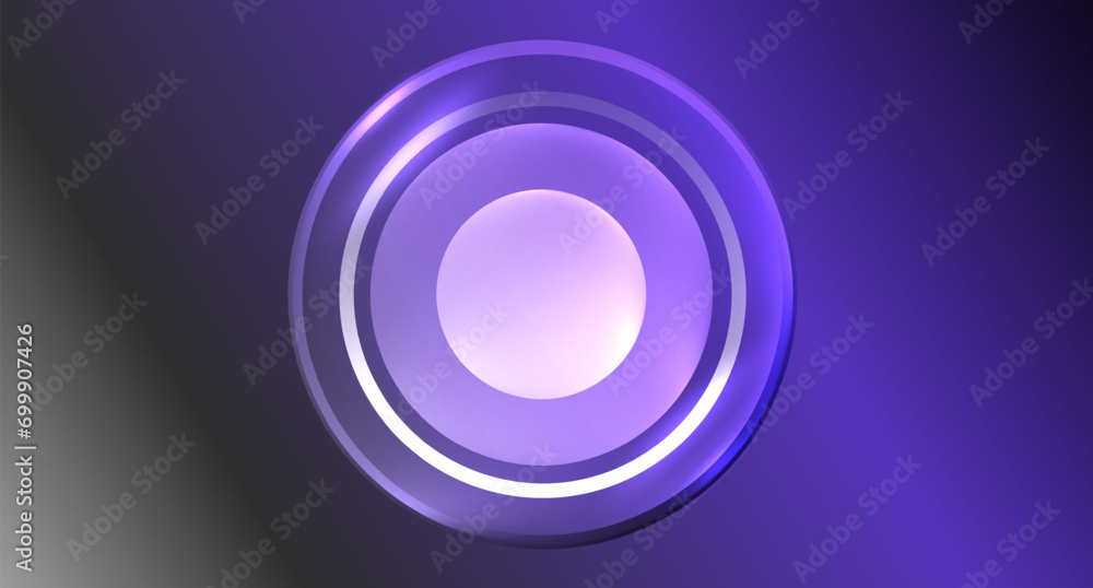 Obraz premium Neon glass circle copyspace for your text or product presentation geometric background. Vector illustration For Wallpaper, Banner, Background, Card, Book Illustration, landing page