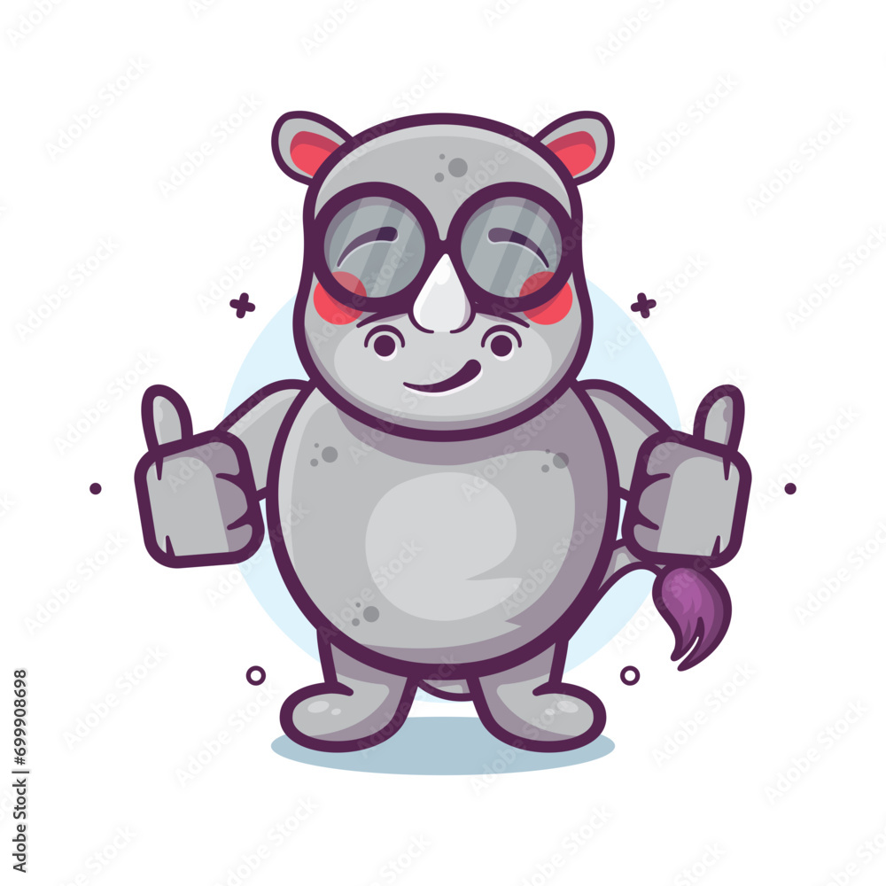cute rhino animal character mascot with thumb up hand gesture isolated cartoon cute rhino animal character mascot with thumb up hand gesture isolated cartoon