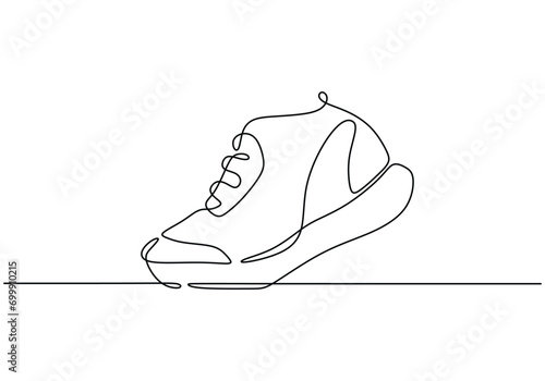 Sneakers sports shoes in a continuous one line drawing