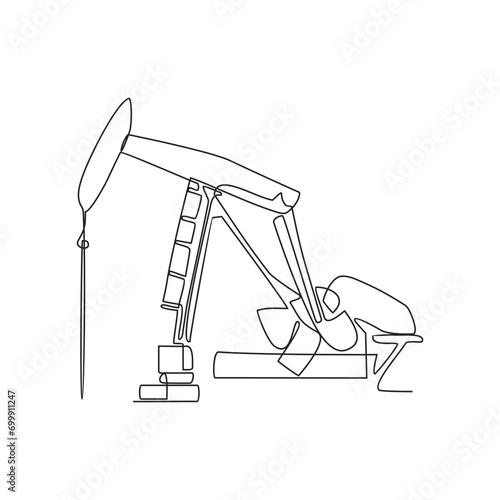 One continuous line drawing of a oil drilling equipment in the onshore oil and gas industry vector illustration. Oil and gas onshore design concept. oil and gas design suitable for your asset.