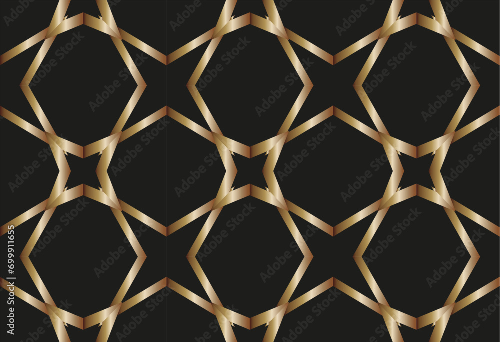 Fototapeta premium golden ornament in Arabian style. Popular trend. luxury wallpaper with geometric shape,