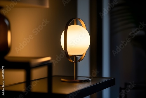 bedside lamp in modern classic style placed on a desk photo