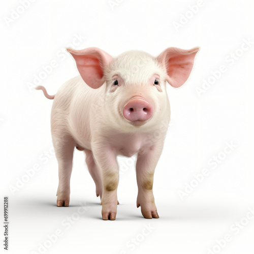 3d render pig isolated white background generative AI