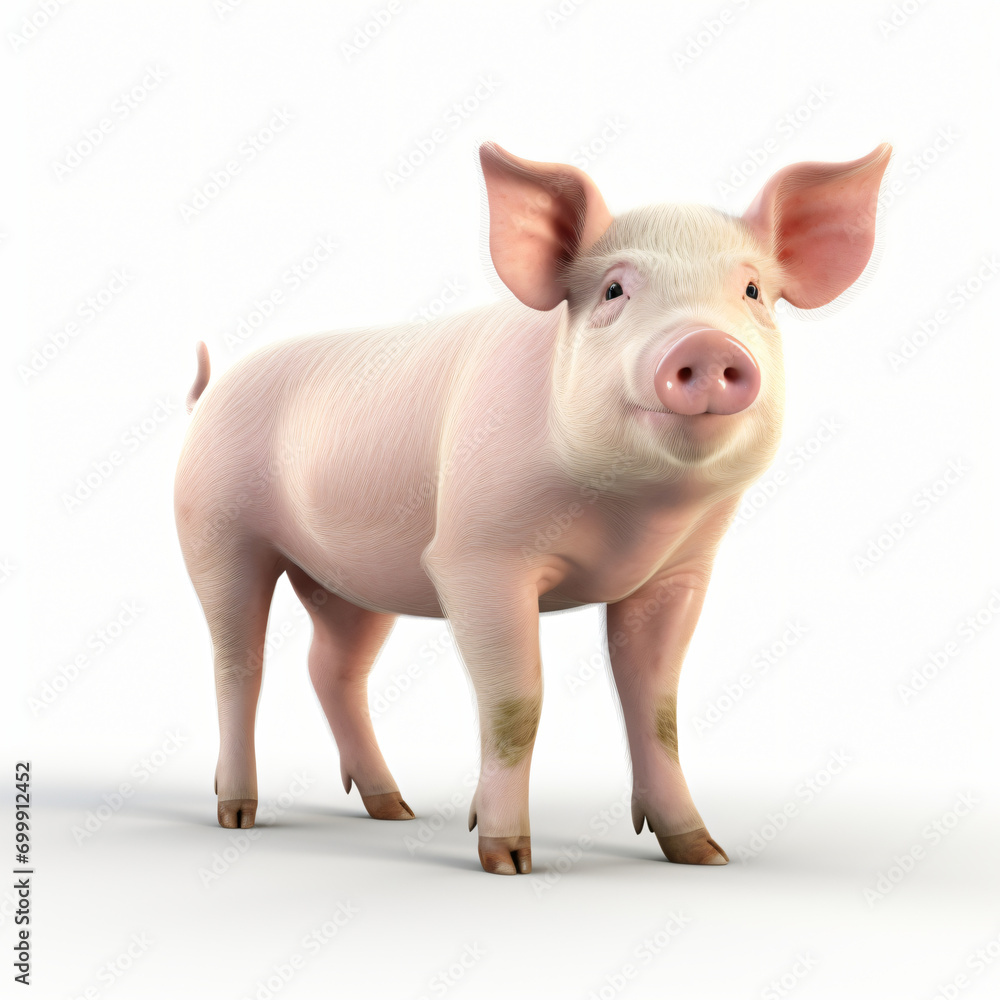 3d render pig isolated white background generative AI 3d render pig isolated white background generative AI