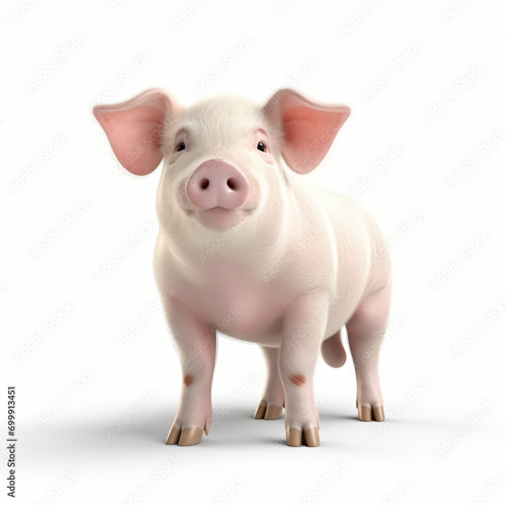 3d render pig isolated white background generative AI 3d render pig isolated white background generative AI