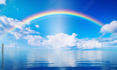 海にかかる虹　Generative AI photo