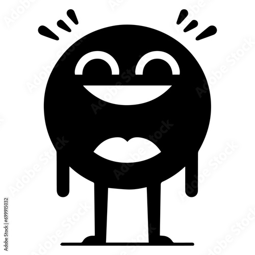 minimal funny laughing character vector silhouette, black color silhouette, white background