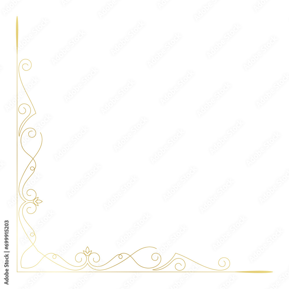 Vintage corner lines in the shape of gold rolled flowers are made into a baroque style frame.
