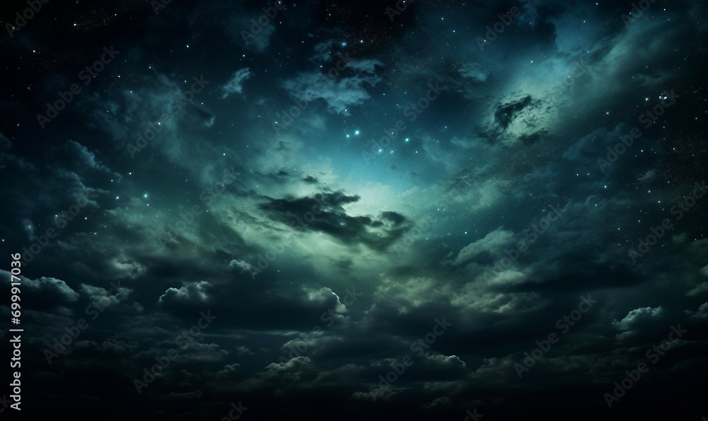 sky with clouds and stars