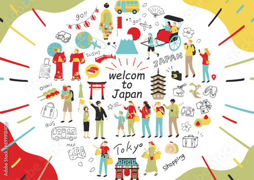 日本観光を楽しむ外国人