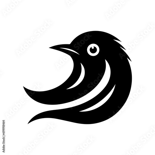 Simplistic elegance Black bird head vector silhouette with an EPS file, ideal for a variety of projects and widely sought after on microstock platforms.
