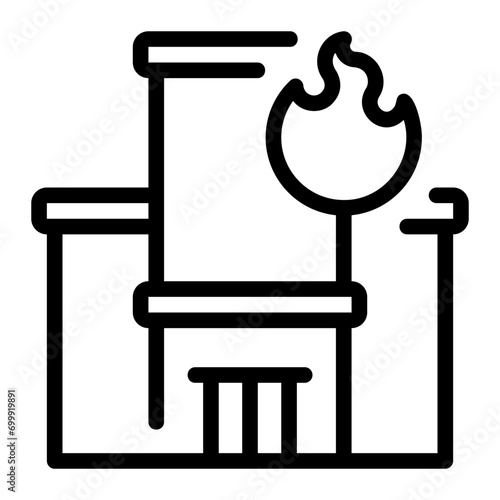 house on fire line icon