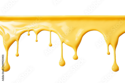 Cheese. Melted cheese dripping border isolated on transparent background photo
