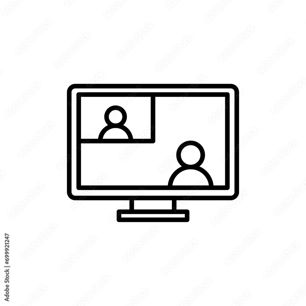 Online meeting outline icons, minimalist vector illustration ,simple transparent graphic element .Isolated on white background Online meeting outline icons, minimalist vector illustration ,simple transparent graphic element .Isolated on white background