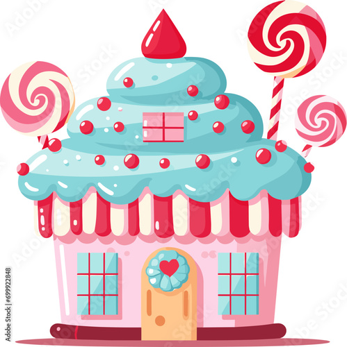colorfull cake house with candy and sweet 