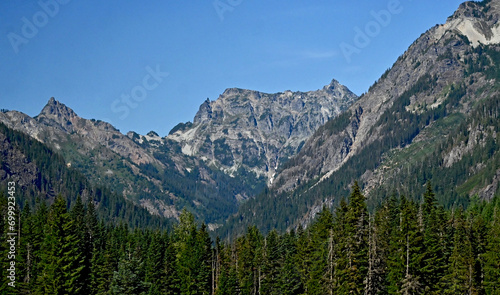 Summer Landscape Mountain View Snoqualmie Pass Washington State seen from I-90.