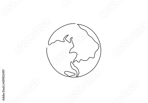 One line art drawing earth globe