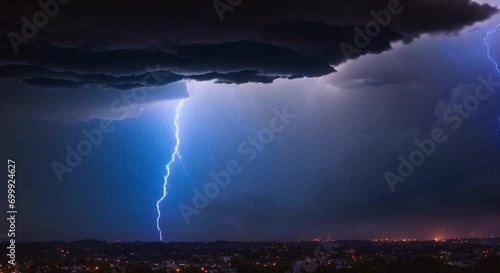 lightning during a nighttime rainstorm video footage 2k 60fps photo