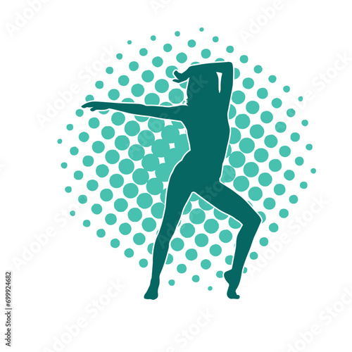 Silhouette of a ballet dancer female in pose. Silhouette of a ballerina in action pose.