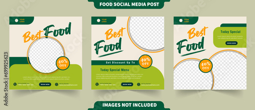 Food menu restaurant promo for instagram and social media post collection with photo editable template