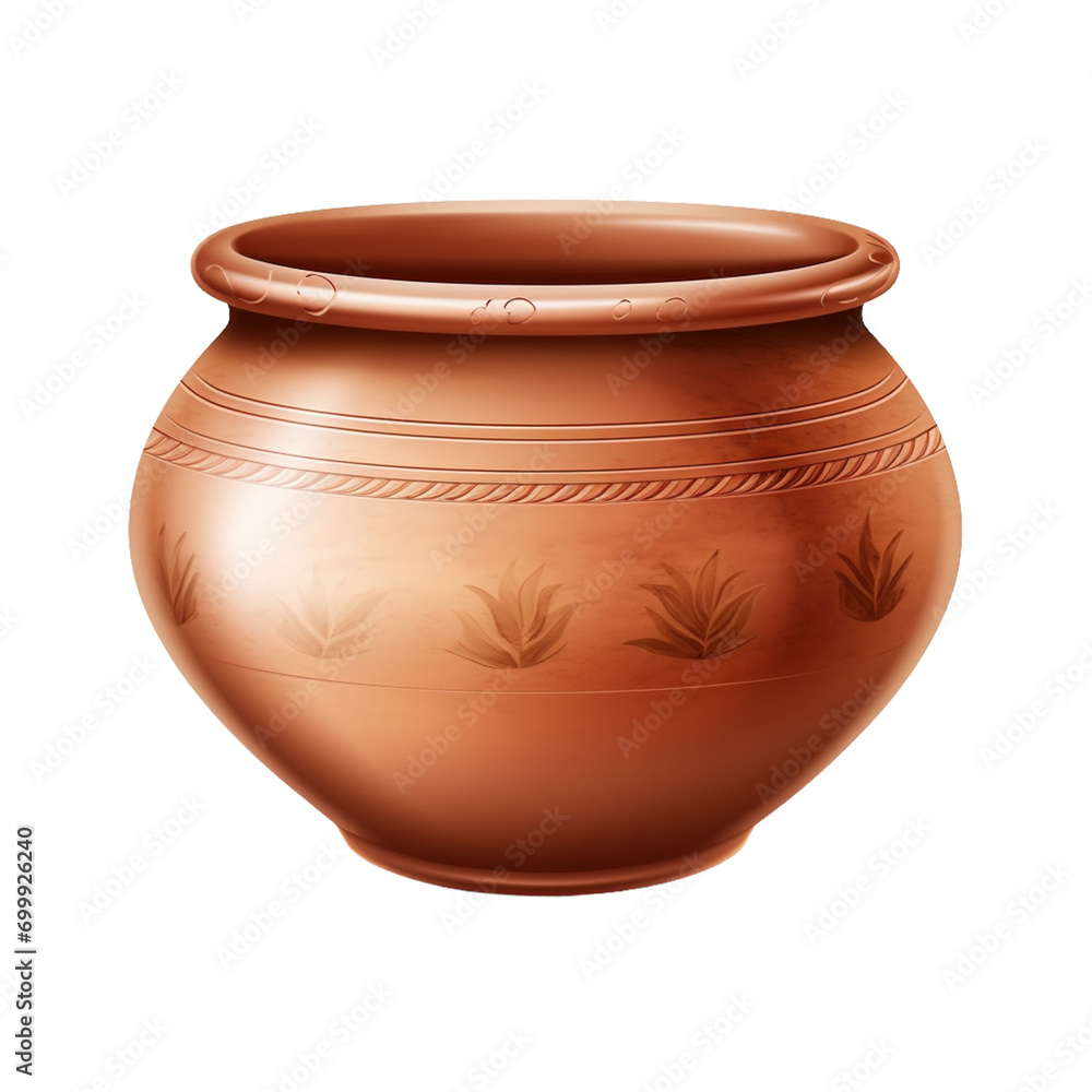 clay pot isolated on white background