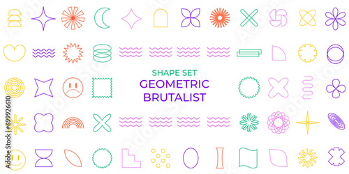 Simple Line Geometric Brutalist Shape 