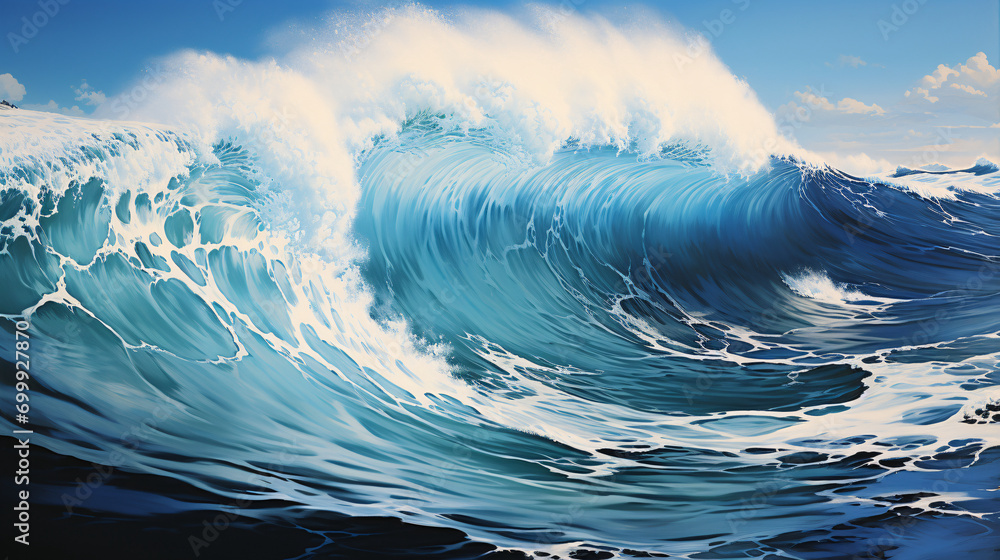 Illustration of rough sea, illustration of summer wave scene