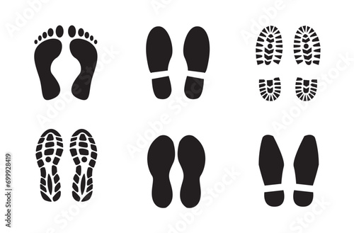 Set of human footprints sillhouette vector illustration