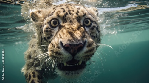 close up of a leopard. close up of a tiger. leopard in the water. leopard bathes. cat under water. leopard swims