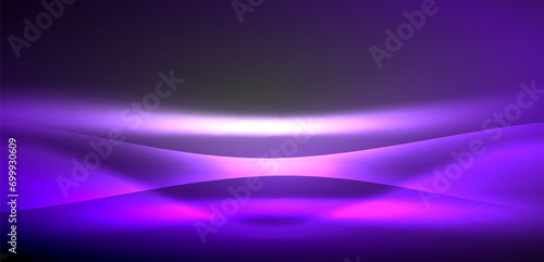 Neon-lit waves surge across background, mesmerizing dance of luminescence and motion. Dynamic backdrop captures essence of energy and modern aesthetics