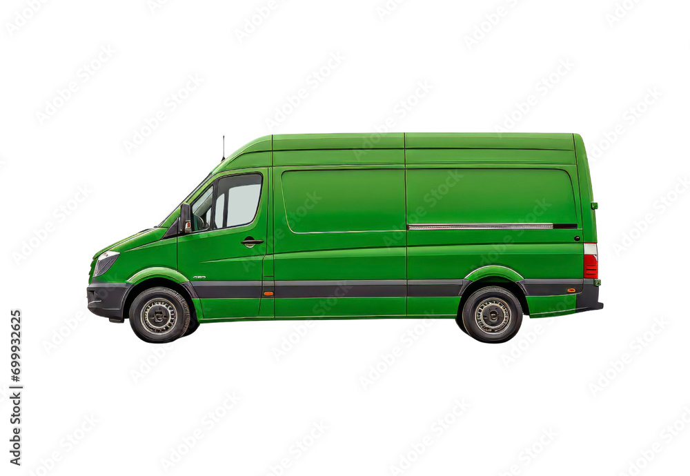 Delivery_van_side_view_green_full_vehicle_closeup_ Delivery_van_side_view_green_full_vehicle_closeup_