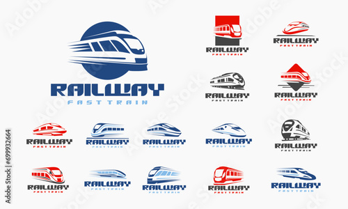 Set of Futuristic Metro Railway Transport icon, Fast Train logo designs concept vector photo