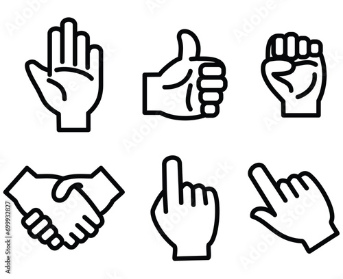 Pointing fingers Hand gesture emojis icon set in line style