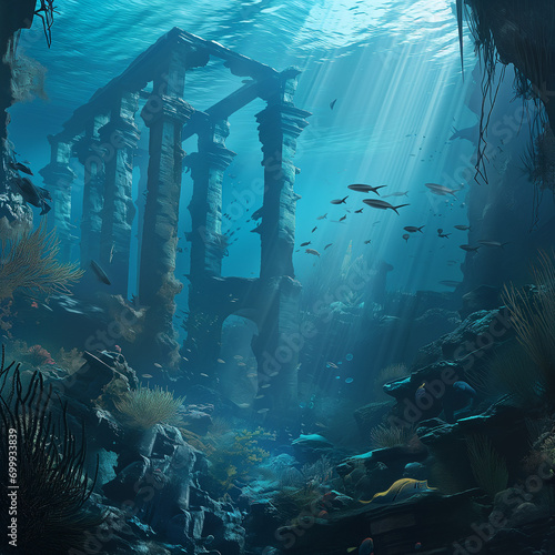 Fullscreen wallpaper of the underwater ruins photo