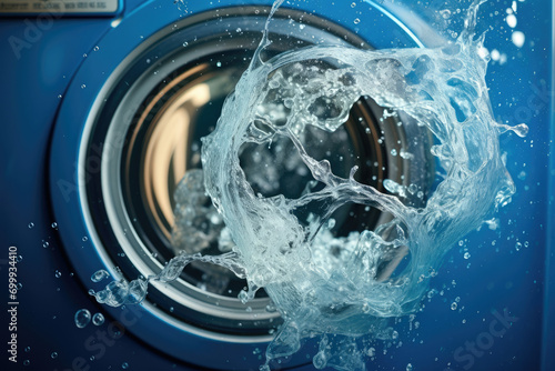 Water liquid housework machine wash cleaning blue laundry wet white domestic
