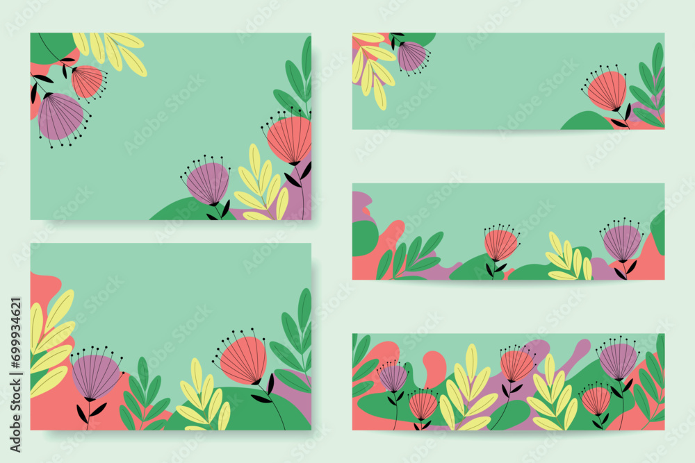 Delicate floral cards. Floral template, frame for card, banner, invitation.