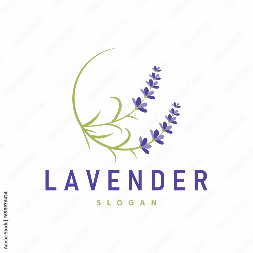 Lavender Logo Elegant Purple Flower Plant Illustration Floral Ornament Design Lavender Logo Elegant Purple Flower Plant Illustration Floral Ornament Design