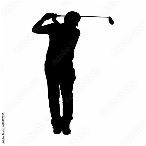Silhouette of a man playing golf