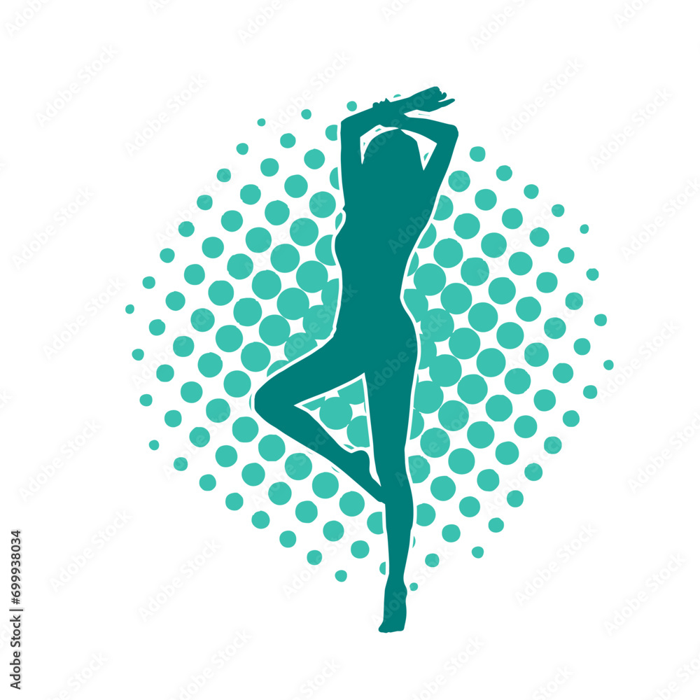 Silhouette of a slim female model wearing casual outfit standing in feminine pose. Silhouette of a slim female model wearing casual outfit standing in feminine pose.