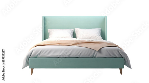 Details in the house,Contemporary Bed isolated on transparent and white background.PNG image.