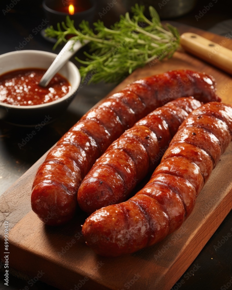 Expertly seasoned with a delightful blend of es, this artisanal sausage showcases a perfect balance of flavors, with hints of cumin, paprika, and garlic blending harmoniously to create a Expertly seasoned with a delightful blend of es, this artisanal sausage showcases a perfect balance of flavors, with hints of cumin, paprika, and garlic blending harmoniously to create a