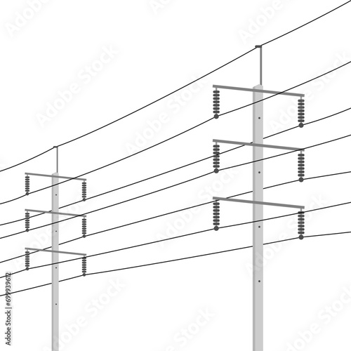 Cement high voltage power electric pole transmit electricity icon flat vector design