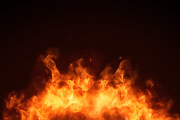Fire flames on black background