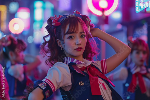 ステージでライブする日本のアイドルグループ