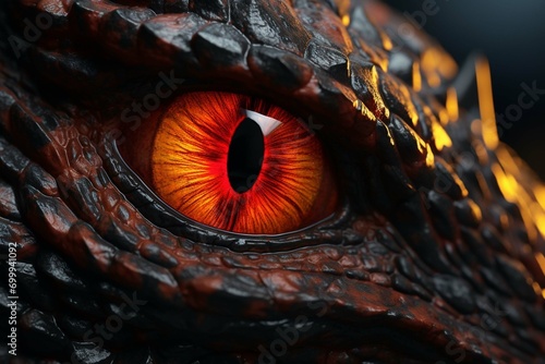  Realistic colorful eye of evil dinosaur beast