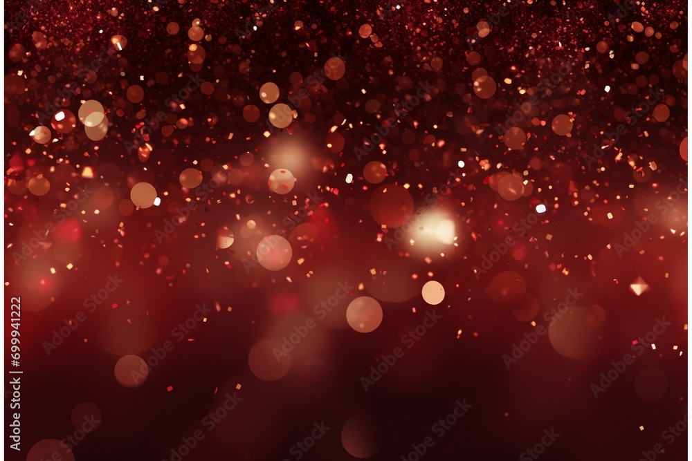 Abstract red background with bokeh defocused lights. 